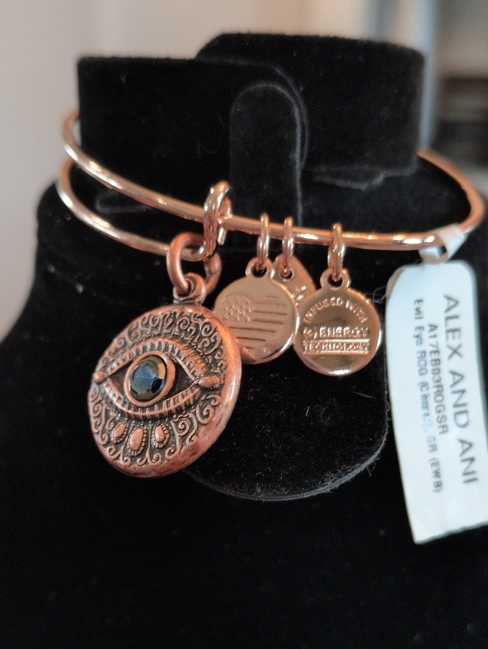 Retired Alex and Ani Evil Eye Medallion Charm- Rose Gold